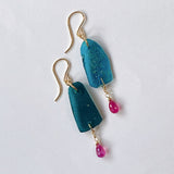 ローマングラスとルビーのピアス