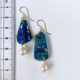 ローマングラスとアコヤパールのピアス