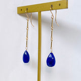 lapis lazuli bar chain earrings