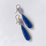 大きなラピスラズリとタンザナイトのブーケピアス