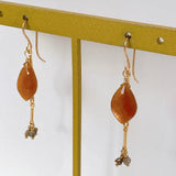 Golden shine moonstone and brown diamond earrings 