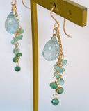 Large aquamarine and emerald earrings