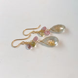 ゴールデンルチルクォーツとトルマリンのピアス