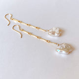 butterfly pearl bar chain earrings 