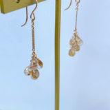 ルチルクォーツのバーチェーンピアス