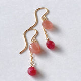 Delicate rhodochrosite and ruby ​​earrings from Peru 