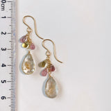 ゴールデンルチルクォーツとトルマリンのピアス