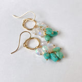 ラウンドカットオパールとソノランターコイズのリングピアス