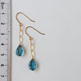 ロンドンブルートパーズのダイヤチェーンのピアス