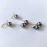 Three long South Sea pearl earrings 