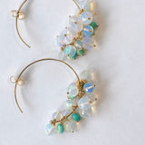 【YN様専用】ラウンドカットオパールとソノランターコイズのフープピアス