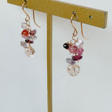 トパーズとスピネルのブーケピアス