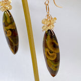 Fruit jasper and yellow aquamarine bouquet earrings