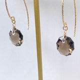 スモーキークォーツの一粒ピアス