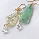 【saori様専用】ローマングラスとハーキマーのピアス