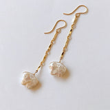 butterfly pearl bar chain earrings 