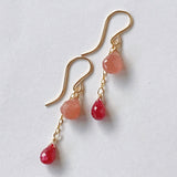 Delicate rhodochrosite and ruby ​​earrings from Peru 