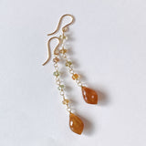 Golden shine moonstone and natural zircon earrings 