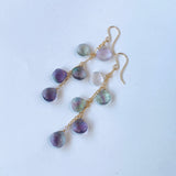 フローライトの五連ロングピアス　パープル