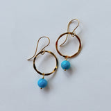 スリーピングビューティーターコイズの丸玉リングピアス