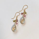 ゴールデンルチルクォーツとトルマリンのピアス