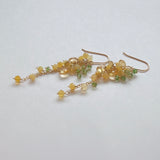 イエローオパールとシトリンとビアクォーツ、ツァボライトのミモザピアス