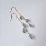 アフガニスタンフローライトのトリプルピアス　グリーン