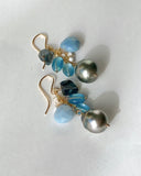 South sea pearl blue bouquet earrings 