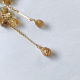 ルチルクォーツとソノランターコイズのシャンデリアピアス