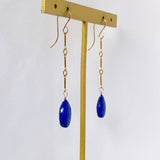 lapis lazuli bar chain earrings