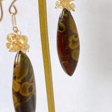 Fruit jasper and yellow aquamarine bouquet earrings