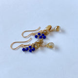 ルチルクォーツとラピスラズリのピアス