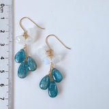 カイヤナイトとムーンストーンのブーケピアス