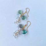 フローライトと両剣水晶のピアス