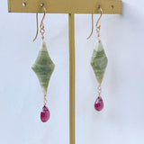 グリーンジャスパーとロードライトガーネットのピアス