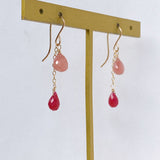 Delicate rhodochrosite and ruby ​​earrings from Peru 