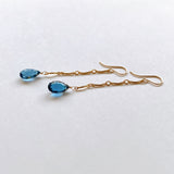 Concave London Blue Topaz Bar Chain Earrings 