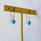 スリーピングビューティーターコイズの一粒丸玉ピアス