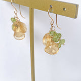 シトリンとペリドットのふさふさピアス