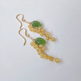 ヘリオドールとサーペンティンのミモザピアス