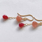 Delicate rhodochrosite and ruby ​​earrings from Peru 