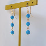 スリーピングビューティーターコイズの丸玉三連ピアス