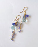 Large aquamarine and tanzanite long earrings