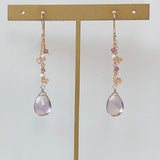 アメトリンと小粒天然石のロングピアス