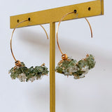 モルダバイトとハーキマークォーツのフープピアス