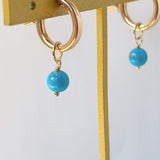 スリーピングビューティーターコイズの一粒ピアスチャーム