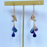 フローライトとナチュラルジルコンのピアス