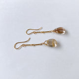 Golden rutilated quartz bar chain earrings