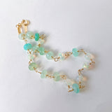 ペルーブルーオパールとオパールのステーションブレスレット