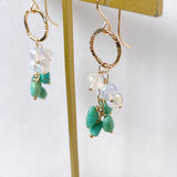 ラウンドカットオパールとソノランターコイズのリングピアス